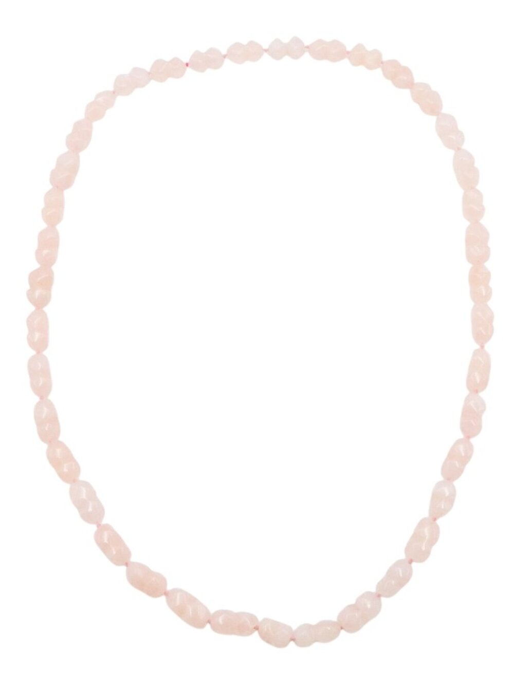 Natural Rose Quartz Carved Bead 32.5 Inch Hand Knotted Pink Gemstone Necklace